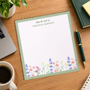 Bloc-note Fleurs sauvages de sauge Bordure depuis le bureau