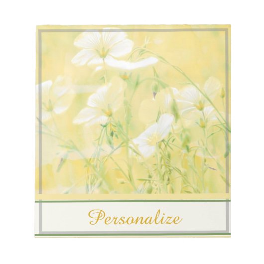 Bloc-note Fleurs sauvages jaunes personnalisés (Devant)