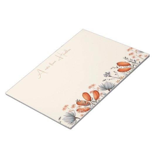 Bloc-note Fleurs sauvages rustiques en Orange Brûlé Et Gris  (Incliné)