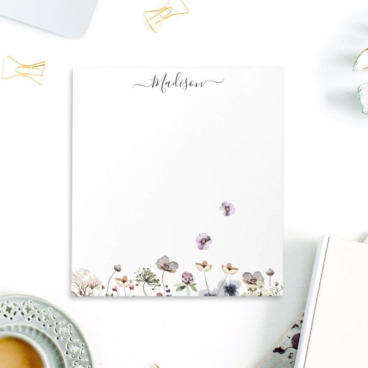 Bloc-note Fleurs sauvages violettes aquarelle