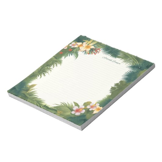 Bloc-note Fleurs tropicales vertes et illustrations Feuilles (Tourné)