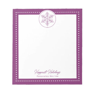 Bloc-note Flocon de neige fantaisie magenta personnalisé pou