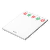 Bloc-note Flocons de neige à l'aquarelle rouge et vert (Tourné)