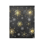 Bloc-note Flocons de neige dorés de Noël sur fond noir (Tourné)