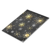 Bloc-note Flocons de neige dorés de Noël sur fond noir (Incliné)