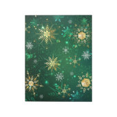 Bloc-note Flocons de neige dorés de Noël sur fond vert (Tourné)