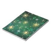 Bloc-note Flocons de neige dorés de Noël sur fond vert (Tourné)