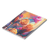 Bloc-note Floral Abstract Art Orange Red Blue Flowers (Tourné)