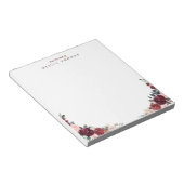 Bloc-note Floral boho de Bourgogne personnalisée Papeterie (Incliné)