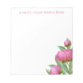 Bloc-note Floral Botanique Simple Peonies Rose Élégant (Devant)