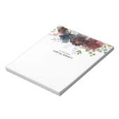 Bloc-note Floral Bourgogne Bleu Fleur Élégant (Tourné)