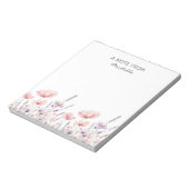 Bloc-note Floral Fleur sauvage d'aquarelle personnalisée mod (Tourné)
