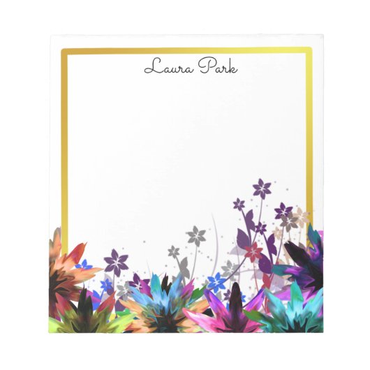 Bloc-note Floral Gold Faux Personnalisé Cute Girl (Devant)