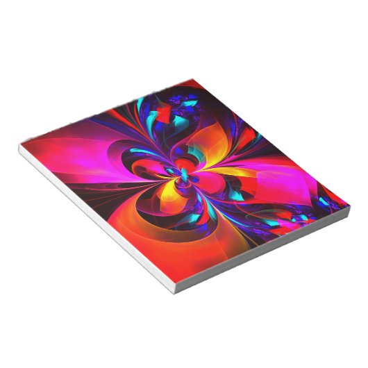 Bloc-note Floral moderne Art Abstrait Rouge Bleu Motif #07 (Incliné)