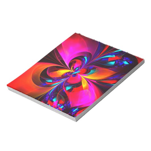 Bloc-note Floral moderne Art Abstrait Rouge Bleu Motif #07 (Tourné)