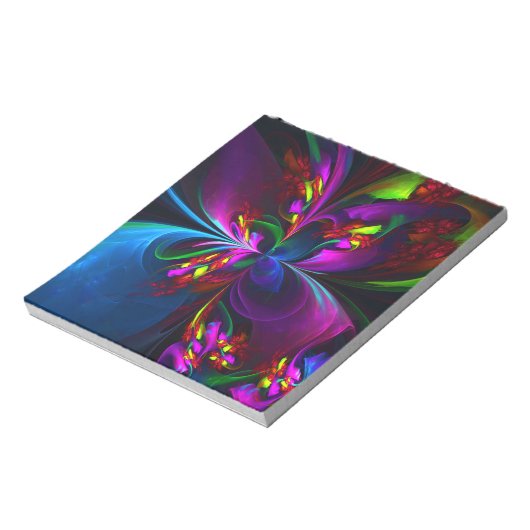 Bloc-note Floral moderne Art Abstrait Rouge Bleu Motif #15 (Tourné)