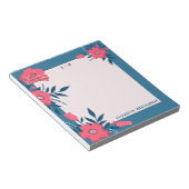 Bloc-note Floral moderne bleu Nom personnalisé Monogramme  (Incliné)