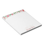 Bloc-note Floral Moderne Fleurs Monogrammes Nom personnalisé (Incliné)