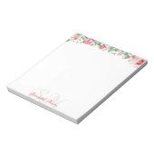 Bloc-note Floral Moderne Fleurs Monogrammes Nom personnalisé (Tourné)