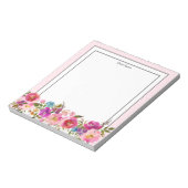 Bloc-note Floral Monogramme initial, fleur aquarelle (Tourné)