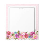 Bloc-note Floral Monogramme initial, fleur aquarelle (Devant)