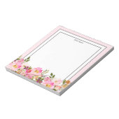 Bloc-note Floral Monogramme initial, fleur aquarelle (Tourné)