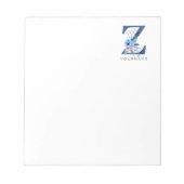 Bloc-note Floral Monogramme Z Floraison Bleue Hiver (Devant)