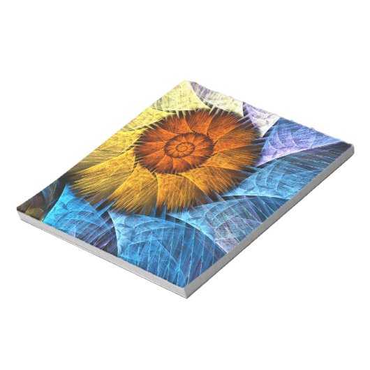 Bloc-note Floral Orange Bleu Jaune Art Abstrait (Tourné)