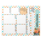 Bloc-note Floral Orange n Bleu _ Modèle de médicaments (Devant)