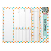 Bloc-note Floral Orange n Blue Pois _ Aperçu quotidien (Devant)