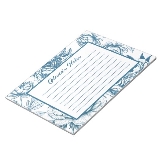 Bloc-note Floral Peony Blue (Incliné)