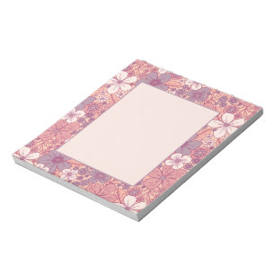 Bloc-note Floral rose et violet pastel