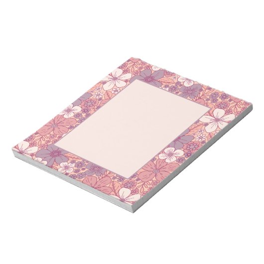 Bloc-note Floral rose et violet pastel (Tourné)