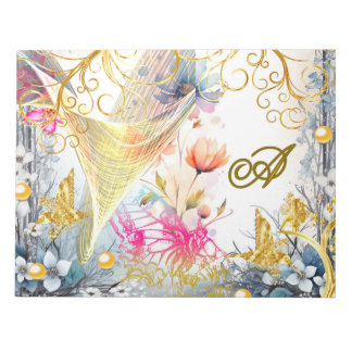 Bloc-note Floral rose Or Fairy Oiseau Papillon scrapbooking