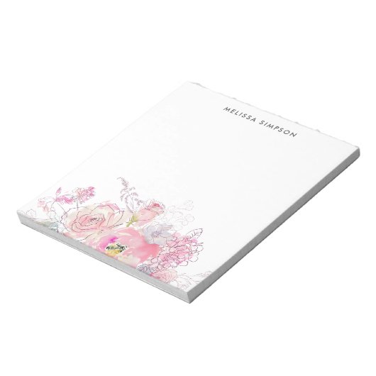 Bloc-note Floral rose pâle (Tourné)