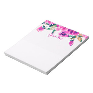 Bloc-note floral rose personnalisé