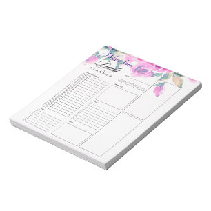 Bloc-note floral rose personnalisé planificateur quotidien p