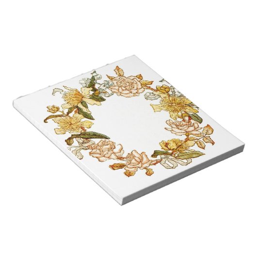 Bloc-note Floral Spring Fleur de couronne rose Fleurs Art (Incliné)