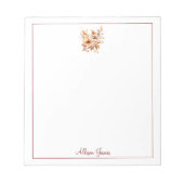 Bloc-note Flore d'aquarelle neutre avec bordure personnalisé (Devant)