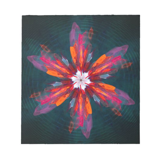 Bloc-note Flore Mandala Flowers Orange Red Blue Abstract (Devant)