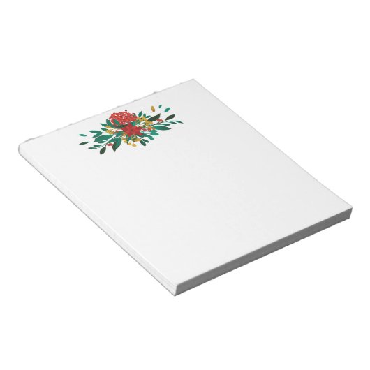 Bloc-note Flore moderne rouge vert et or Noël (Incliné)