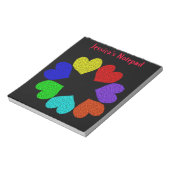Bloc-note Flore Rainbow Love Hearts Personnalisable Bloc-not (Tourné)