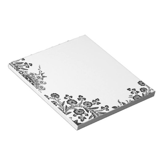 Bloc-note Flore rose branche rose fleurs girly silhouette (Incliné)