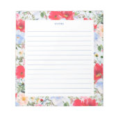 Bloc-note Flores d'aquarelle bleu et rouge (Devant)