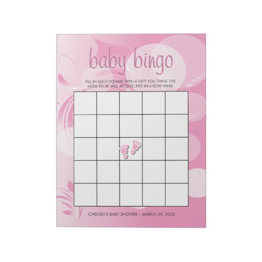 Bloc-note Florium Bokeh Rose doux | Baby Girl Shower (Tourné)