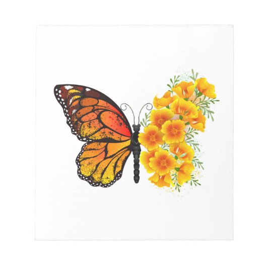 Bloc-note Flower Butterfly with Yellow California Poppy (Devant)