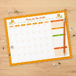 Bloc-note Flower Polka Dots Monthly Sunday Start Planner