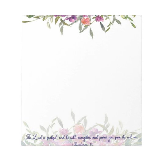 Bloc-note Foi aquarelle fleurie (Devant)