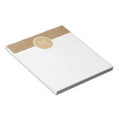 Bloc-note Fond de toile de jute rustique avec monogramme (Incliné)