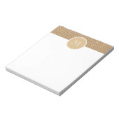 Bloc-note Fond de toile de jute rustique avec monogramme (Tourné)